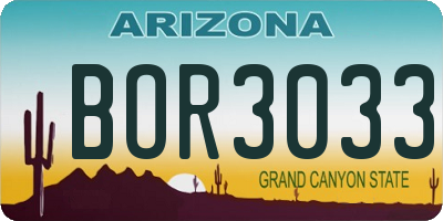 AZ license plate BOR3033