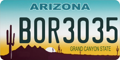 AZ license plate BOR3035