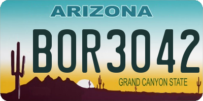 AZ license plate BOR3042