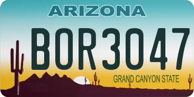 AZ license plate BOR3047