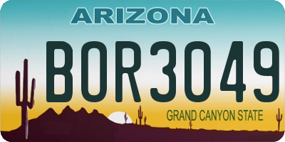 AZ license plate BOR3049