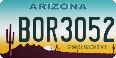 AZ license plate BOR3052