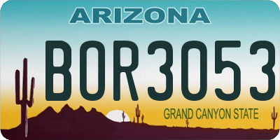 AZ license plate BOR3053