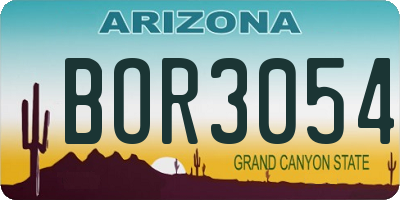 AZ license plate BOR3054