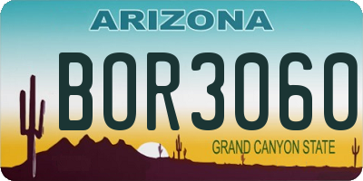 AZ license plate BOR3060