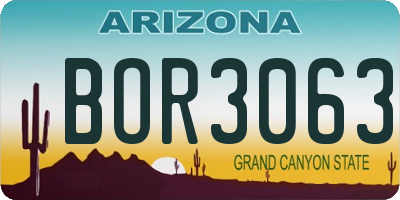 AZ license plate BOR3063