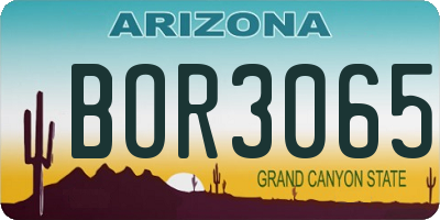 AZ license plate BOR3065