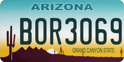 AZ license plate BOR3069