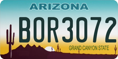 AZ license plate BOR3072