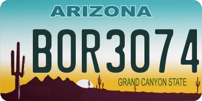 AZ license plate BOR3074