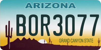 AZ license plate BOR3077