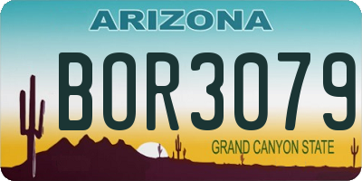 AZ license plate BOR3079