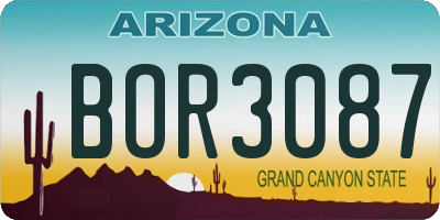 AZ license plate BOR3087