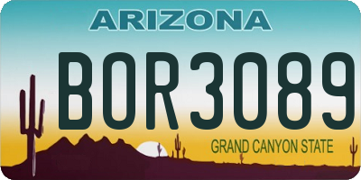 AZ license plate BOR3089