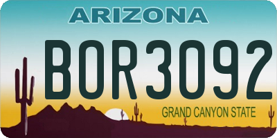 AZ license plate BOR3092