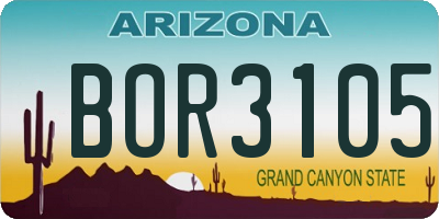 AZ license plate BOR3105
