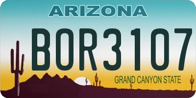 AZ license plate BOR3107
