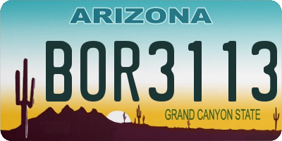 AZ license plate BOR3113