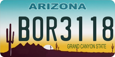 AZ license plate BOR3118