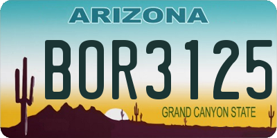 AZ license plate BOR3125