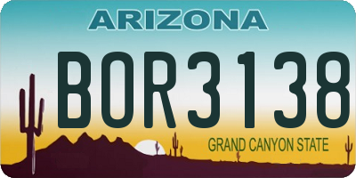 AZ license plate BOR3138
