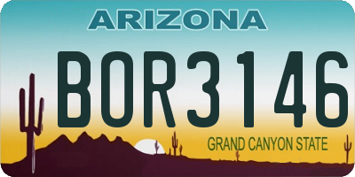 AZ license plate BOR3146