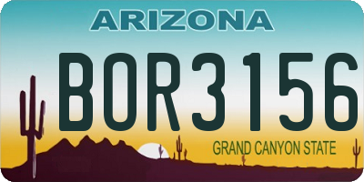 AZ license plate BOR3156