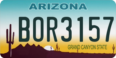 AZ license plate BOR3157