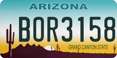 AZ license plate BOR3158