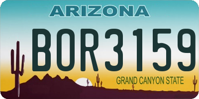 AZ license plate BOR3159