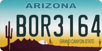 AZ license plate BOR3164