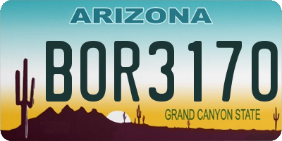AZ license plate BOR3170