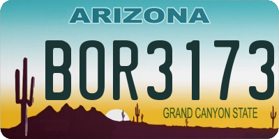 AZ license plate BOR3173