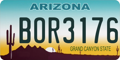 AZ license plate BOR3176
