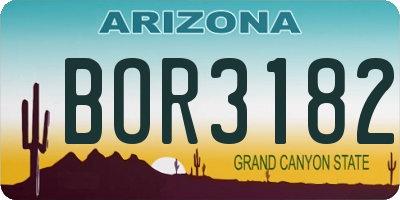 AZ license plate BOR3182