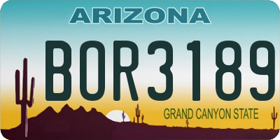 AZ license plate BOR3189