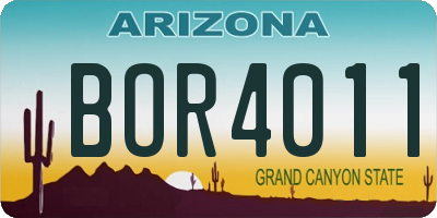 AZ license plate BOR4011
