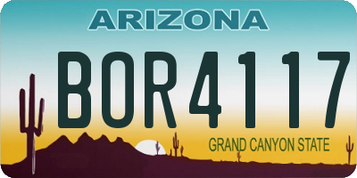 AZ license plate BOR4117