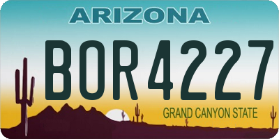AZ license plate BOR4227