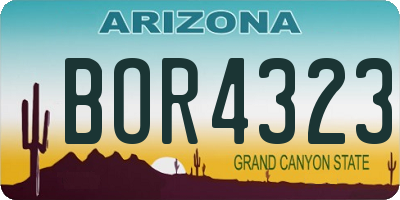 AZ license plate BOR4323