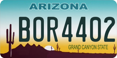AZ license plate BOR4402