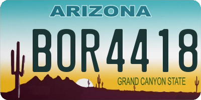 AZ license plate BOR4418