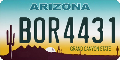 AZ license plate BOR4431