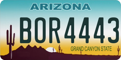 AZ license plate BOR4443