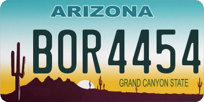 AZ license plate BOR4454