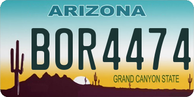 AZ license plate BOR4474
