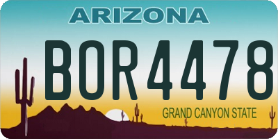 AZ license plate BOR4478