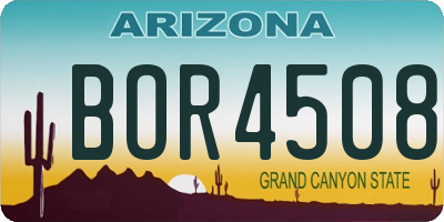 AZ license plate BOR4508