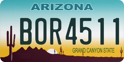 AZ license plate BOR4511