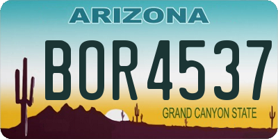 AZ license plate BOR4537